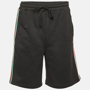 Gucci Black Gg Embossed Jersey Web Striped Shorts S